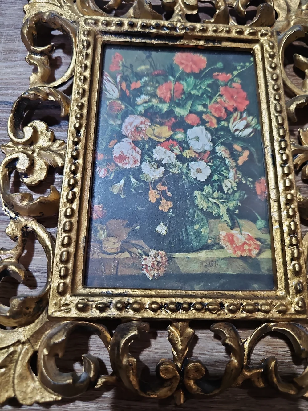 Vintage Empire Art Italy Gold Rococo Floral Wall Plaques Set 2 9x7